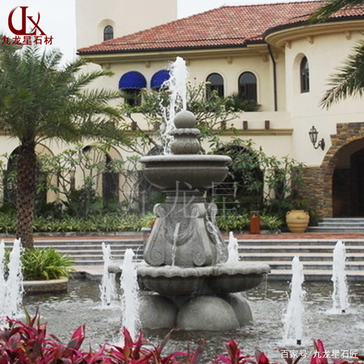 石材喷水池与欧式喷泉水景的完美融合 石雕叠水钵的魅力